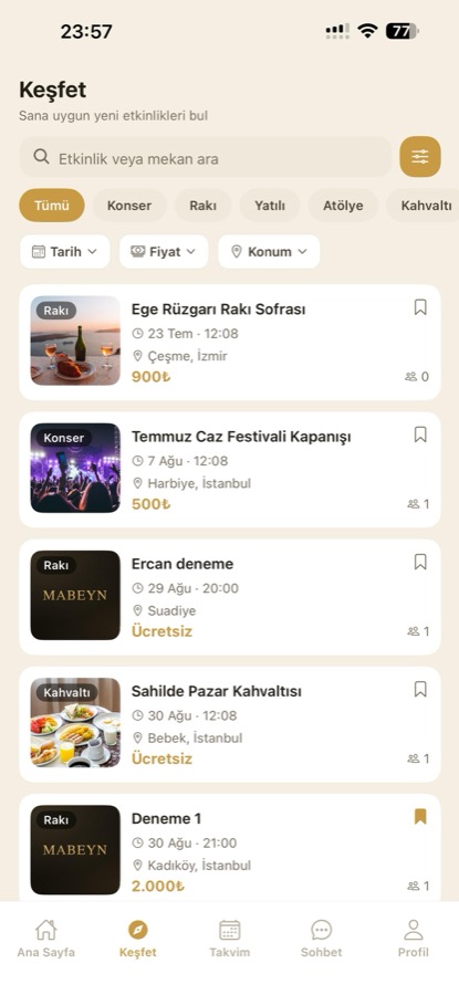 Mabeyn uygulaması keşfet ekranı