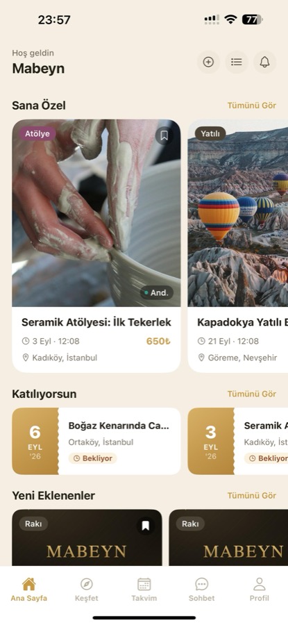 Mabeyn uygulaması ana sayfa ekranı